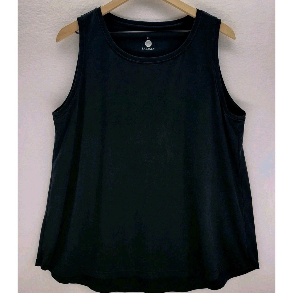 Lalagen Workout Tank Top Womens XL Black Flowy Stretch Breathable Athleisure Gym